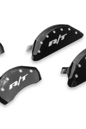 Flash Sale MGP Brake Caliper Covers with R/T Logo; Black; Front and Rear