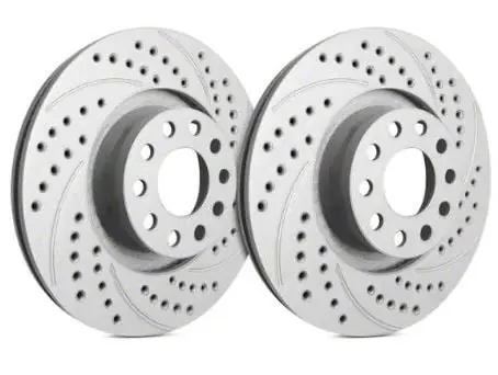 Best Seller SP Performance Double Drilled and Slotted Rotors with Gray ZRC Coating; Front Pair