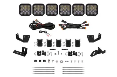Markdown Diode Dynamics Prinsu/Sherpa Roof Rack SS5 6-Pod CrossLink Mounting Kit - Sport White Driving - DD7818