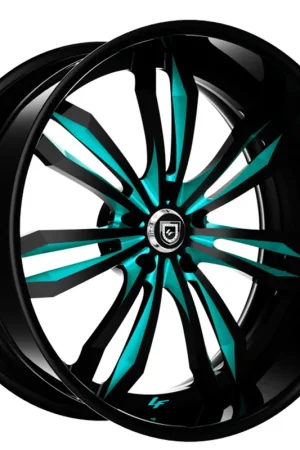 Grab Now 20" Lexani Forged Wheels LF-763 Gloss Black with Teal Accents Rims