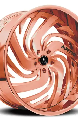 24" Artis Forged Wheels Fillmore Brushed Rose Gold Face with Rose Gold over Chrome Lip Rims Genuine