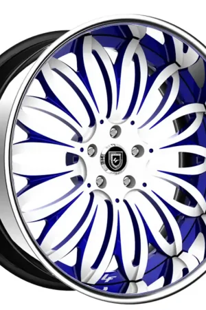 Best Price 21" Lexani Forged Wheels LF-731 Pisces Gloss White with Xian Blue Face and Chrome Lip Rims