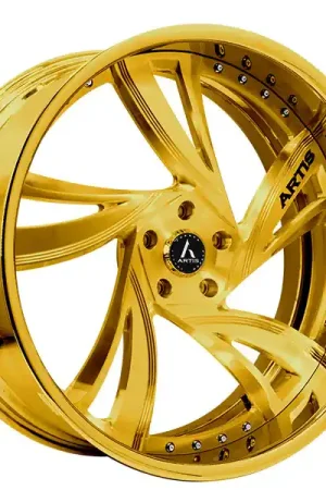 Brand New 24" Artis Forged Wheels Kingston Brushed Gold Face with Gold over Chrome Lip Rims