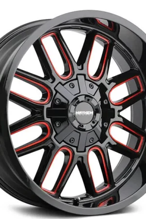 17" Mayhem Wheels 8107 Cogent Gloss Black with Prime Red Off-Road Rims Latest