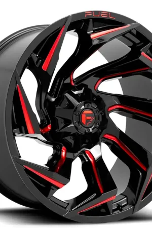 17" Fuel Wheels D755 Reaction Gloss Black with Red Milling Off-Road Rims Free Delivery