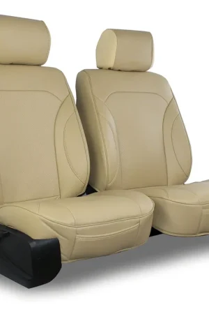 Aegis Cover Leatherette Low Back Bucket Seat Covers with Plain Insert; Sand/Sand Piping Bargain