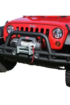 Mega Sale Rugged Ridge Front Tube Bumper with Winch Cut Out - Black - 11560-11