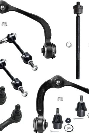 10pc Front Upper Control Arms Ball Joints Tie Rods Sway Bar Links Suspension Kit Same Day Shipping