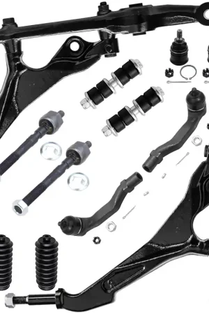 12pc Front Lower Control Arms Sway Bar Links Tie Rods Ball Joints Suspension Kit Professional Grade