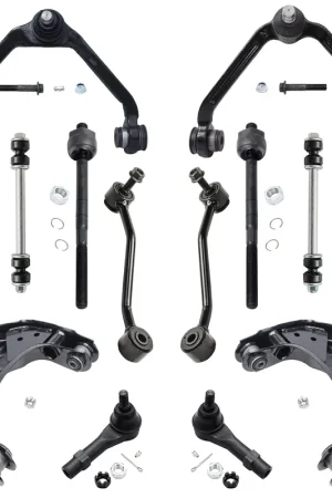 14pc Front Upper Lower Control Arms Tie Rods Sway Bar Links Suspension Kit Latest