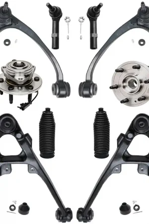 12pc Front Control Arms Wheel Hub and Bearings Tie Rods Suspension Kit Worldwide Shipping