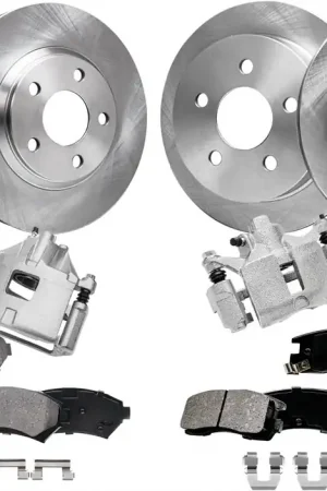 12pc Front & Rear Disc Rotors Calipers Ceramic Brake Pads Kit Hassle-Free Returns