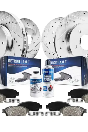 10pc Front & Rear Drilled Slotted Rotors and Ceramic Brake Pads Kit Reduced Price