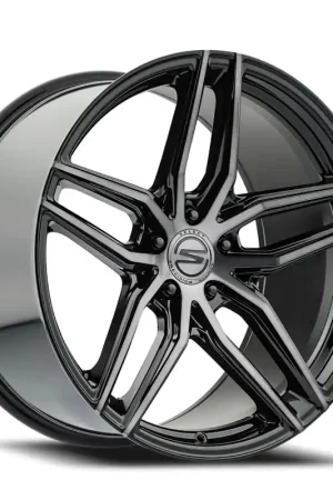 Modern Select S101 Shadow Wheel 19x8.5 5x114.3 Brushed Gloss Black w/ Dark Tint 20mm - FREE T-SHIRT INCLUDED!