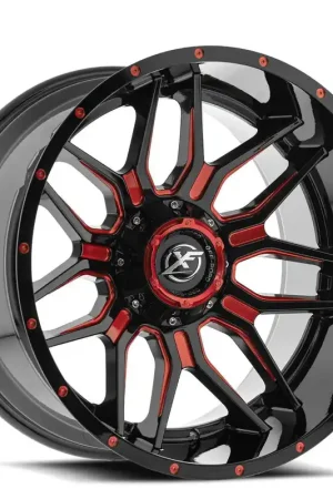 Xf Off-Road Xf-222 Wheel 22x12 8x165.1 & 8x180 Gloss Black & Red Milled -44mm Place Order