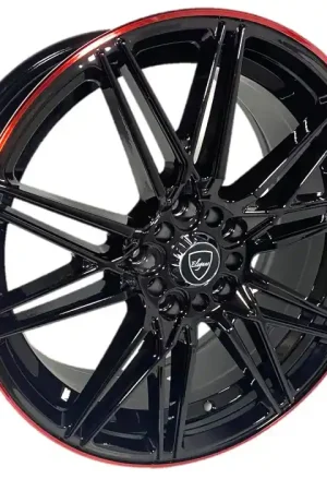 Elegance E005 Wheel 17x7.5 5x100 & 5x114.3 Gloss Black w/ Candy Red Face 35mm - FREE T-SHIRT INCLUDED! Hot Deal