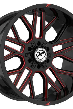 Worldwide Shipping Xf Off-Road Xf-235 Wheel - 20x10 Blank Custom Drilled Gloss Black & Red Milled -12mm