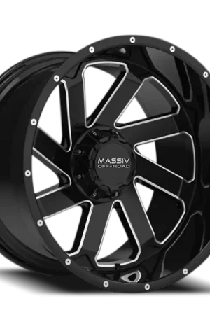 Worldwide Shipping Massiv Off-Road Or4 Wheel 20x10 6x135 & 6x139.7 Black And Milled -18mm - FREE T-SHIRT INCLUDED!