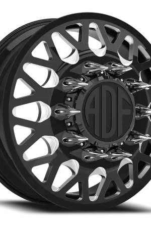 Adf Hot Shot Dually Wheel 20x8.25 8x210 Gloss Black/Machined 144mm - MINIMUM PURCHASE OF 4 - FREE T-SHIRT INCLUDED! Factory Price