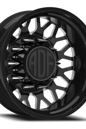 Adf Hot Shot Dually Wheel 22x8.25 8x165.1 Gloss Black/Machined -167mm - MINIMUM PURCHASE OF 4 - FREE T-SHIRT INCLUDED! Next Day Delivery