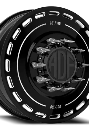 Adf Ltd Dually Wheel 26x8.25 10x225 Gloss Black/Machined 132mm - MINIMUM PURCHASE OF 4 - FREE T-SHIRT INCLUDED! Factory Price