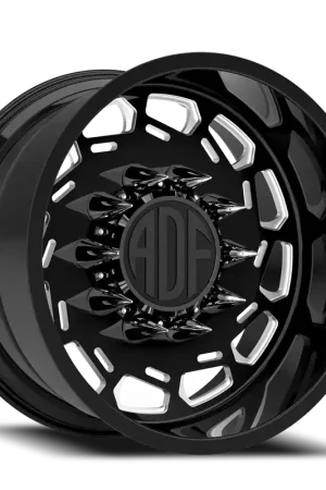 Clearance Adf Payload Left Dually Wheel 24x12 8x210 Gloss Black/Machined -40mm - MINIMUM PURCHASE OF 4 - FREE T-SHIRT INCLUDED!