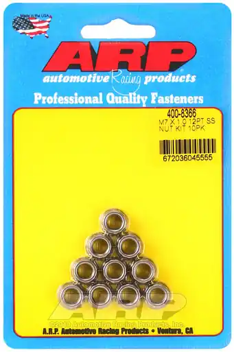 ARP M7 X 1.00 (M9 wr) SS 12pt nut kit - 400-8366 Fast Shipping