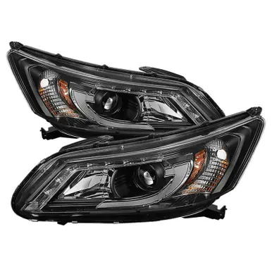 Spyder Honda Accord 2013-2015 4DR Projector Headlights Light Bar DRL Black PRO-YD-HA13-LBDRL-BK - 5080530 Today Only