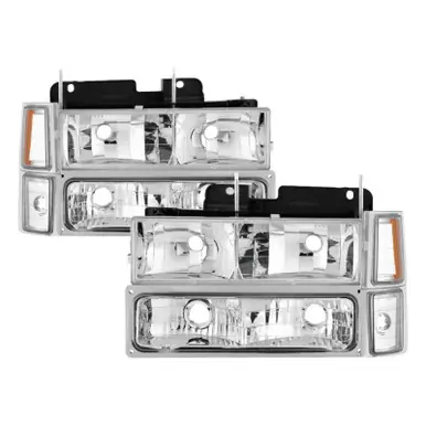 Fresh Stock Xtune Chevy Suburban 94-98 Headlights w/ Corner & Parking Lights 8pcs Chrome HD-JH-CCK88-AM-C-SET - 5069535