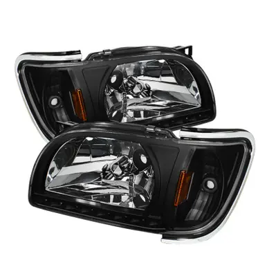 Handmade Xtune Toyota Tacoma 01-04 1 Piece w/ Chrome Trim Crystal Headlights Black HD-ON-TT01-1PC-LED-CC-BK - 5056221