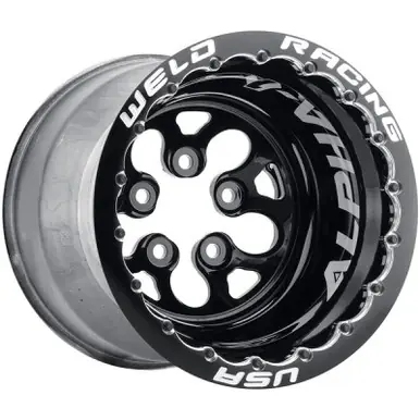 Weld Alpha-1 15x13 / 5x4.75 BP / 4in. BS Black Wheel - Black Double Beadlock MT - 83B-513B278MB High Quality