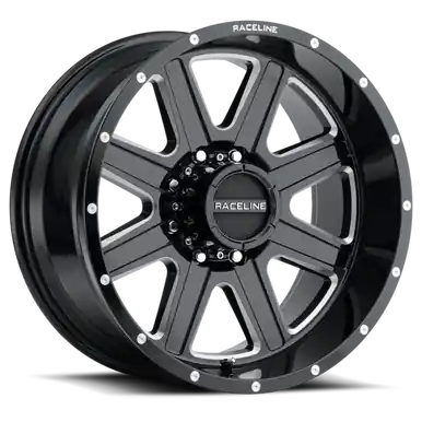 Raceline 940M Hostage 20x9in / 8x165.1 BP / 12mm Offset / 125.2mm Bore - Black & Milled Wheel - 940M-29080+12 Brand New