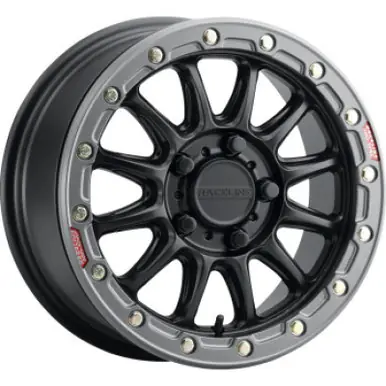 High Quality Raceline A14BG Alpha 17x7in/4x137 BP/25mm Offset/110.18mm Bore- Blk & Gunmetal Ring Beadlock Wheel - A14BG-77037+25