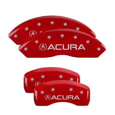 MGP 4 Caliper Covers Engraved Front & Rear Acura Red finish silver ch - 39001SACURD Direct From Factory