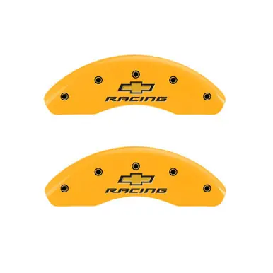 MGP Front set 2 Caliper Covers Engraved Front Chevy racing Yellow finish black ch - 14208FBRCYL Factory Price