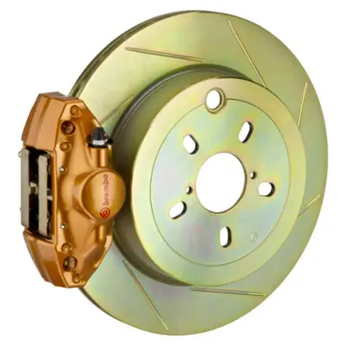 Editor’s Pick Brembo 02-07 Impreza/WRX Rear GT BBK 2 Piston Cast 2pc 316 x20 1pc Rotor Slotted Type1 - Gold - 2E5.5001A4