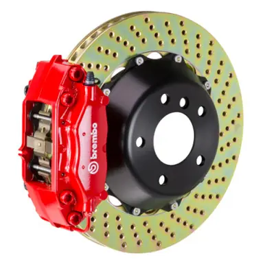 Discount Brembo 11-16 528i Rear GT BBK 4 Piston Cast 345x28 2pc Rotor Drilled-Red - 2P1.8040A2