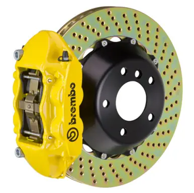 Viral Brembo 90-96 300ZX Rear GT BBK 4 Piston Cast 345x28 2pc Rotor Drilled- Yellow - 2P1.8051A5