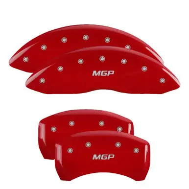 Top Rated MGP 4 Caliper Covers Engraved Front & Rear MGP Red finish silver ch - 22208SMGPRD