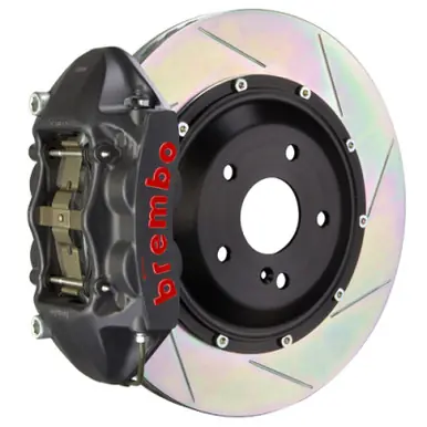 Direct From Manufacturer Brembo 15-23 Mustang Rear GTS BBK 4 Piston Cast 380x28 2pc Rotor Slotted Type1-Black HA - 2P2.9045AS
