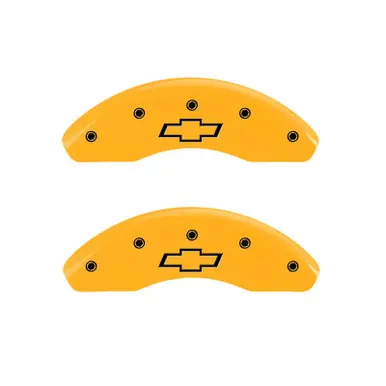 MGP 2 Caliper Covers Engraved Front Bowtie Yellow Finish Black Char 1999 Chevrolet Astro - 14001FBOWYL Affordable