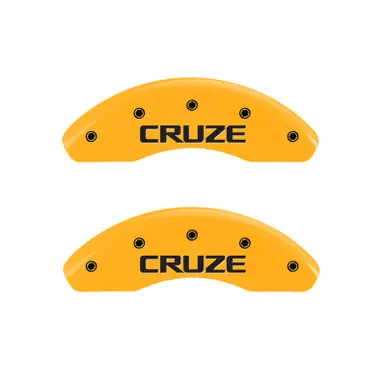 MGP Front set 2 Caliper Covers Engraved Front Cruze Yellow finish black ch - 14208FCRZYL Final Sale
