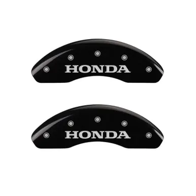 Deal MGP 4 Caliper Covers Engraved Front Honda Engraved Rear H Logo Black finish silver ch - 20207SHOHBK