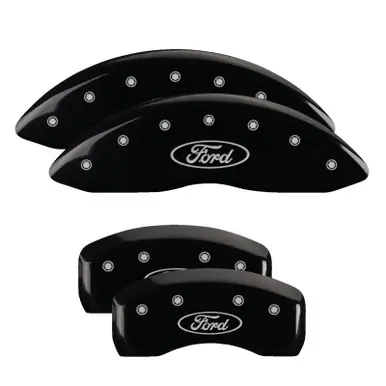 MGP 4 Caliper Covers Engraved Front & Rear Oval logo/Ford Black finish silver ch - 10005SFRDBK Next Day Delivery