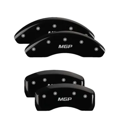MGP 4 Caliper Covers Engraved Front & Rear MGP Black finish silver ch - 38016SMGPBK Holiday Sale