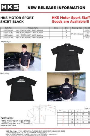 Best Choice HKS MOTORSPORT BUTTON-UP SHIRT BLACK S