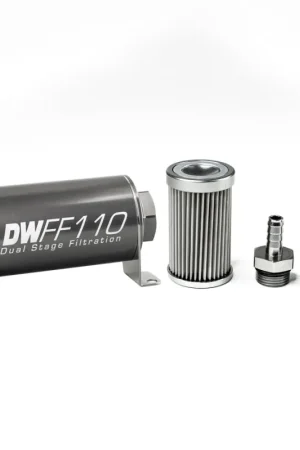 Best Choice DeatschWerks Stainless Steel 3/8in 10 Micron Universal Inline Fuel Filter Housing Kit (110mm)