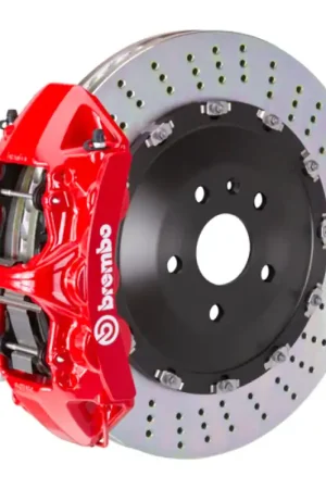 While Supplies Last Brembo 11-18 Cayenne Turbo/11-18 Cayenne/S/GTS Fr GT BBK 6 Pist Cast 405x34 2pc Rotor Drilled-Red