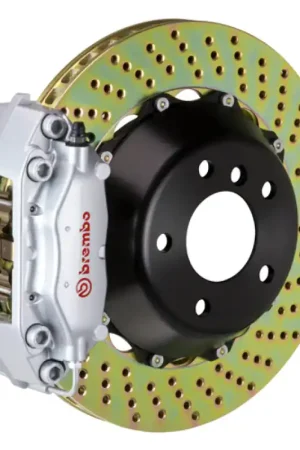 Worldwide Shipping Brembo 08-09 G8 Rear GT BBK 4 Piston Cast 345x28 2pc Rotor Drilled-Silver