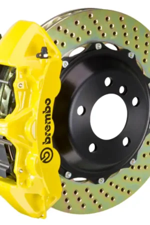 Wholesale Brembo 06-08 997.1 (Excl. PCCB)/99-04 996 Fr GT BBK 6 Piston Cast 355x32 2pc Rotor Drilled- Yellow